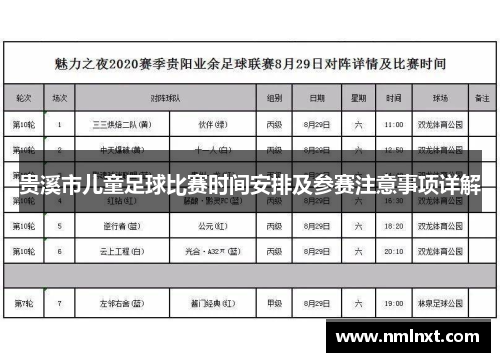贵溪市儿童足球比赛时间安排及参赛注意事项详解
