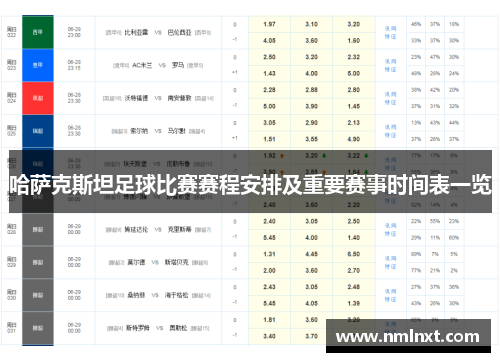 哈萨克斯坦足球比赛赛程安排及重要赛事时间表一览